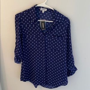 Navy blue anchor button down